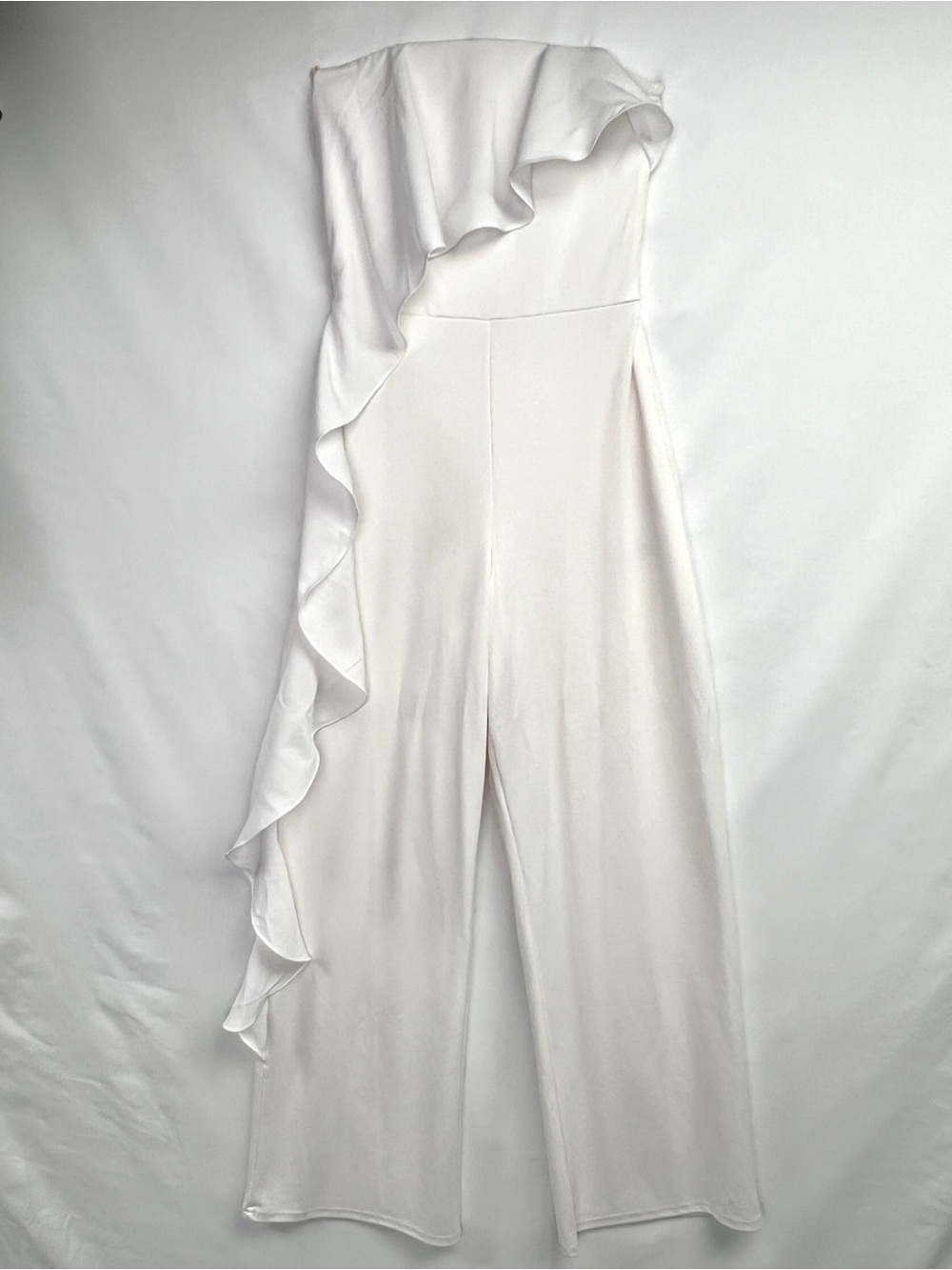 NWT River Island White Strapless Ruffle Wide Leg Jumpsuit